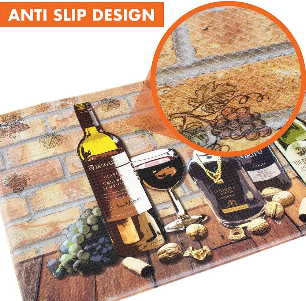 Anti Fatigue Reversible Cushioned Memory Foam Kitchen Rug Pad, 32x17 (Marble Gray)