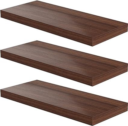 Set of 3 Wall Shelf, 30 in W x 12.75 in D x 2 in H Wooden Floating Wall Shelf