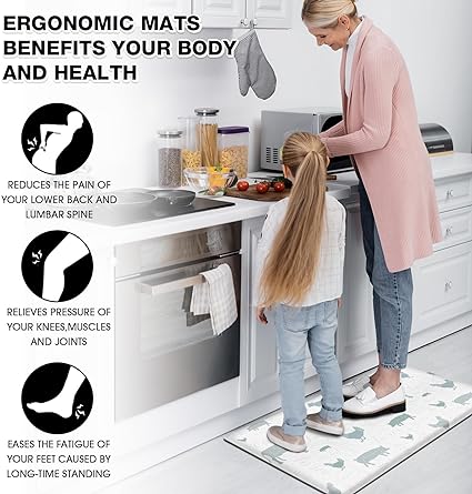 Non Skid Washable Anti Fatigue Mat Waterproof Cushioned Kitchen Matt for Standing 17.3"x29", Farmhouse