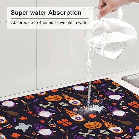 Bird Dish Drying Mat, Absorbent Microfiber Reversible Mats for Kitchen Counter, 16x18 Inch