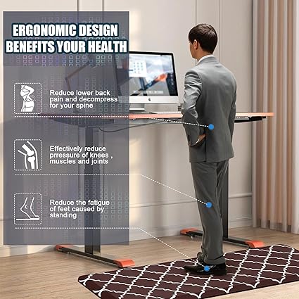 Cushioned Anti Fatigue 2 PCS,1/2 Inch Thick Waterproof Kitchen Rugs Non Skid,PVC Standing Desk Comfort Mat for Kitchen Floor Sink Office Laundry,(17.3"x29"+17.3"x47",Black)