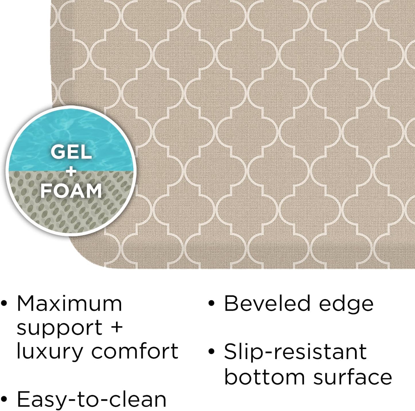 Linen Truffle Elite Premier Gel & Foam Anti-Fatigue Kitchen Floor Comfort Mat, 20" x 36"