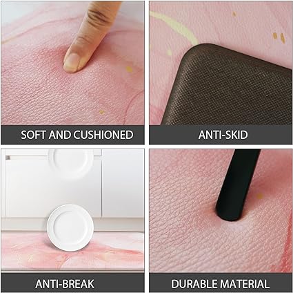 Cushioned Anti Fatigue Set of 2 Abstract Marble Waterproof Non Slip Waterproof Non Slip Kitchen Floor Mat Comfort Memory Foam Standing Mat for Kitchen Floor, Blue
