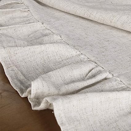 Rustic Flounces Tablecloth Washable Vintage Ruffle Trim Table Cover (White, Rectangle - 60" x 102")