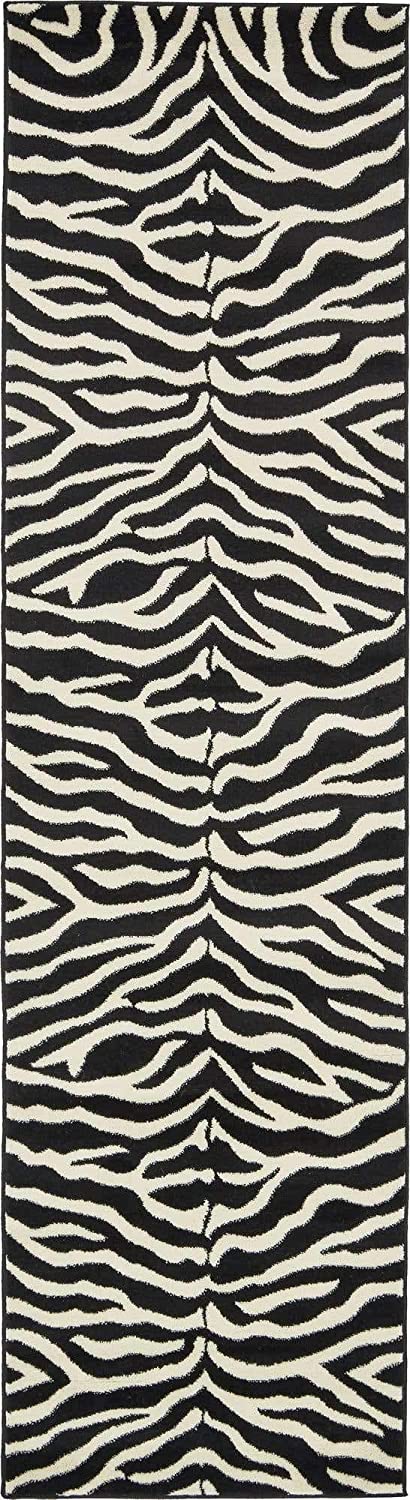 Zebra Animal Print Black Area Rug