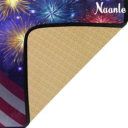 4th of July Anti Fatigue American Flag Non Slip Absorbent Floor Carpet Yoga Mat  (3' in Diameter)