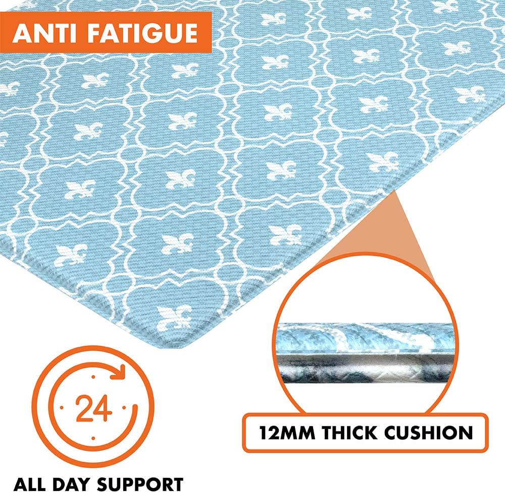 Anti Fatigue Reversible Cushioned Memory Foam Kitchen Rug Pad, 32x17 (Marble Gray)