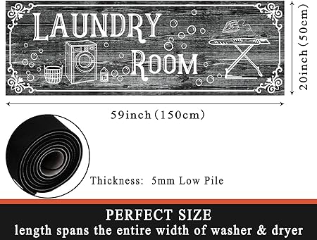 Laundry Room Rug 20"X59", Farmhouse Runner Rug Non Slip Waterproof Laundry Room Mat Floor Carpet for Kitchen, Washhouse, Mudroom