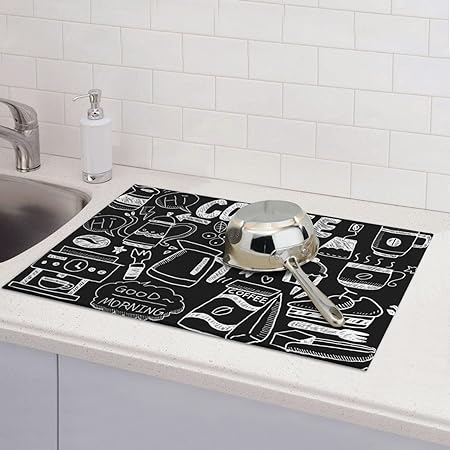 Bird Dish Drying Mat, Absorbent Microfiber Reversible Mats for Kitchen Counter, 16x18 Inch