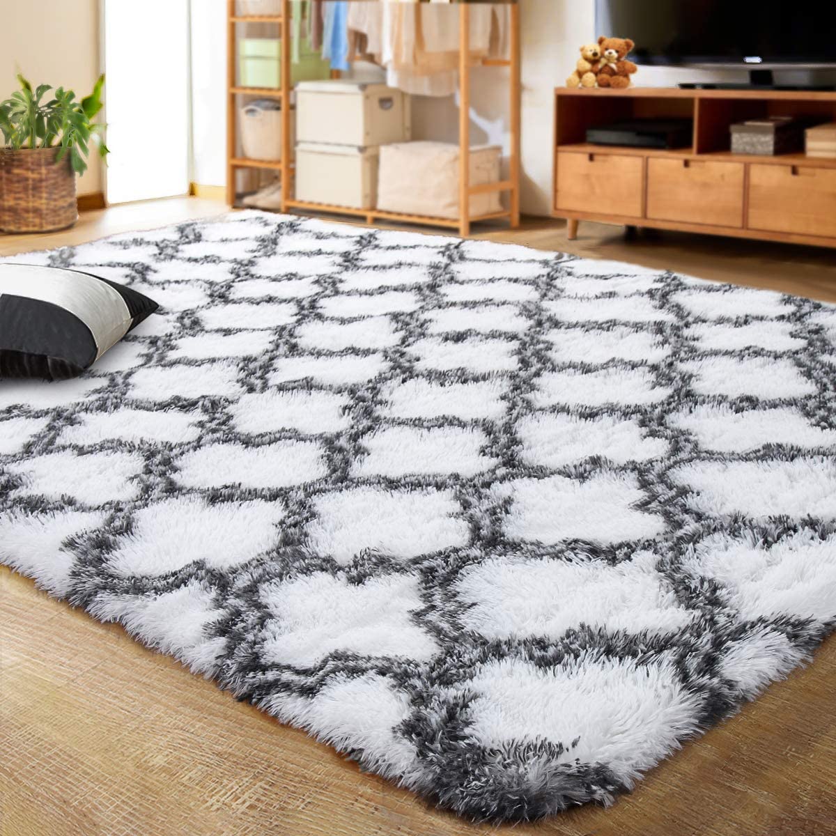 Velvet Shag Area Rug Modern Indoor Plush Fluffy