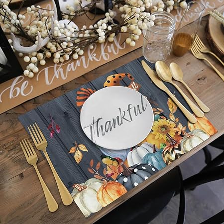 50 Pack, 10x14 Inch Seasonal Thanksgiving Disposable Place Mat for Party Dining Decoration