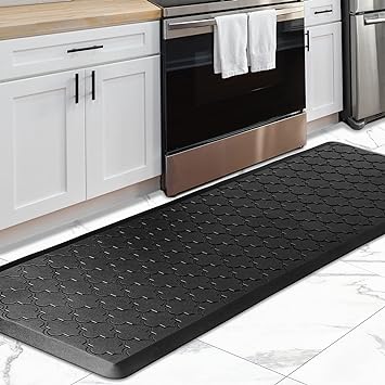 Anti Fatigue 1/2 Inch Cushioned Mat Black Kitchen Rug Non Slip Waterproof Memory Foam Ergonomic Comfort Rug Standing Desk Mat for Kitchen,Floor,Office,Sink,Laundry,17"X 29"