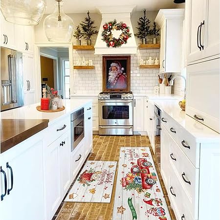 Non Slip Kitchen Rug Anti Fatigue Mats for Kitchen Floor Waterproof Washable Rug Runner for Kitchen Laundry17x30+17x47inch