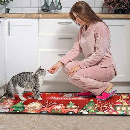 2-Piece Non-Slip Washable Absorbent Microfiber Kitchen Floor Decorative Mat 17 "x47+17 "x30