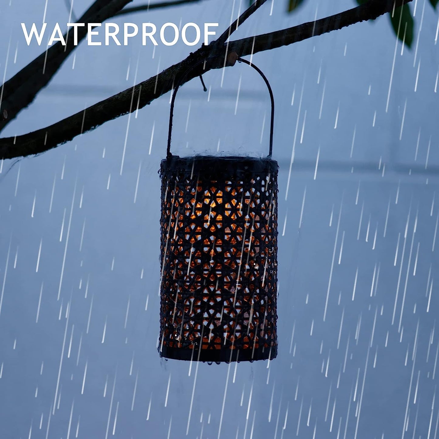 Solar Lantern Outdoor Waterproof, Hanging, Powered Lights, Backyard Porch Patio Balcony Teepee Lawn Pathway Tree-Flower