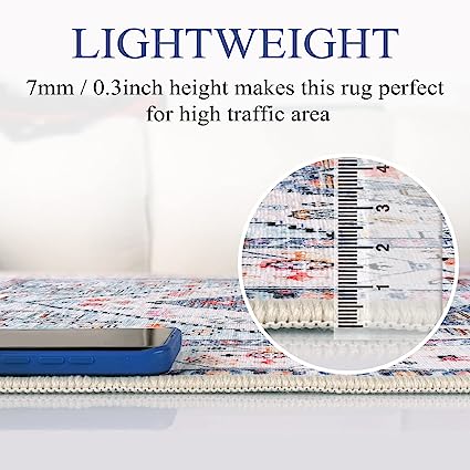 Non-Slip Distressed Vintage Persian Oriental, Small Accent Throw Low Pile Traditional Area Rug - 2' X 3'