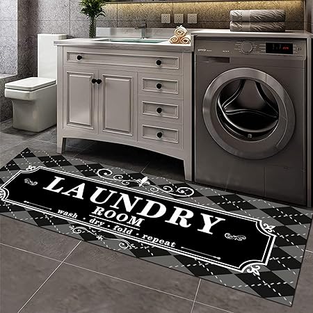 Laundry Room Rug 20"X59", Farmhouse Runner Rug Non Slip Waterproof Laundry Room Mat Floor Carpet for Kitchen, Washhouse, Mudroom