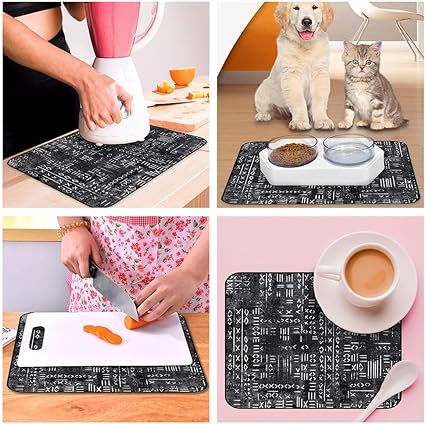 Ultra Absorbent Dish Drying Mats - Machine Washable and Super Fast Drying - Practical Solution for Efficiently Drying Dishes - 15,7 by 19,6 Inches (Black)