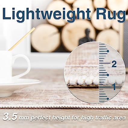 Persian Brick Red Vintage Foldable Thin Floral Print Floor Cover Retro Accent Rug