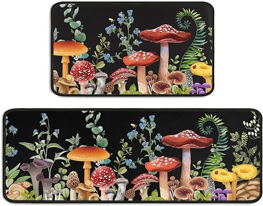 2-Piece Non-Slip Washable Absorbent Microfiber Kitchen Floor Decorative Mat 17 "x47+17 "x30