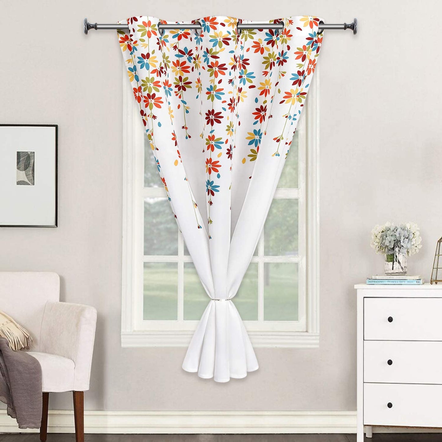 Flowers Window Curtain Floral Window Treatment Grommet Curtains