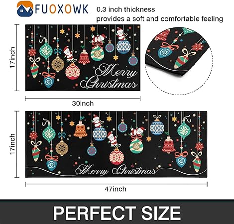 Non Skid Washable Black Santa Claus Christmas Rugs and Mats