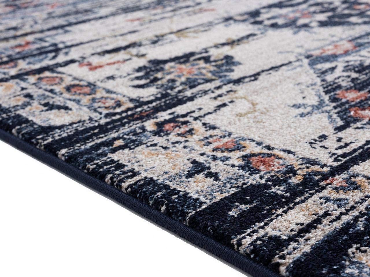 Nottingham Navy Oriental Soft Area Rug