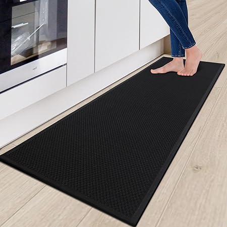 Non Skid Washable, Absorbent Kitchen Runner Rug, Kitchen Floor Mats for in Front of Sink, Laundry Room Rug, Doormat, Entryway Rugs Indoor(Black,20" x 32")