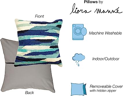 Frontporch Indoor/Outdoor Easy Care Invisible Zipper Hand Tufted Pillow- Birds Multi 18" x 18"