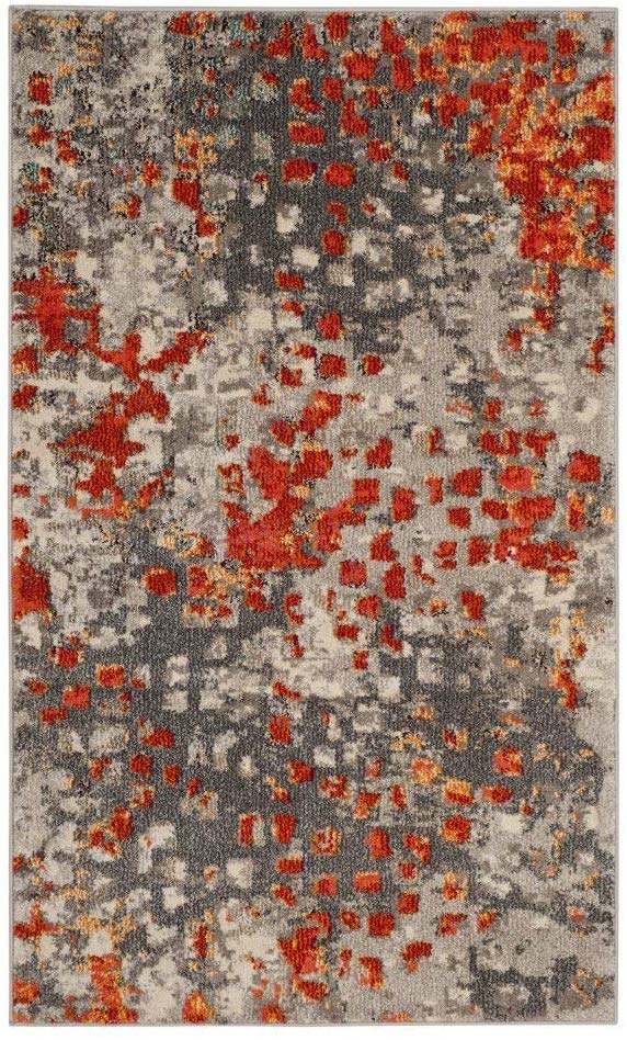 Abstract Grey Orange Soft Area Rug