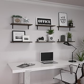 Set of 6 Wood Floating Wall Mounted