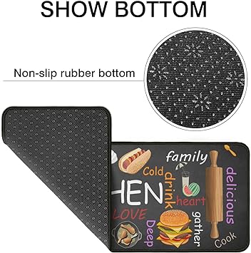 Set of 2,Anti Fatigue Mats for Kitchen Floor, Comfort Standing, Non-Slip Washable Cushioned Anti Fatigue Rug, 17'' X 47'' + 17'' X 30''…