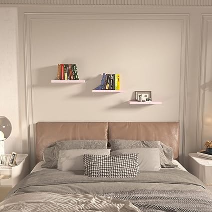 Floating Shelves Wall Shelf Solid Wood for Bathroom Bedroom Kitchen Wall Decor Set of 3