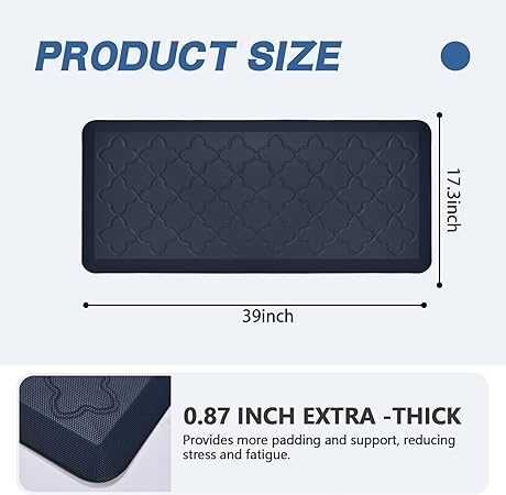 Anti Fatigue Cushioned Non Slip Standing Mats for Home Kitchen Sink Office Standing Desk Standup Desk Riser Laundry (Black, 17.3" x28"+17.3" x28"-0.47")