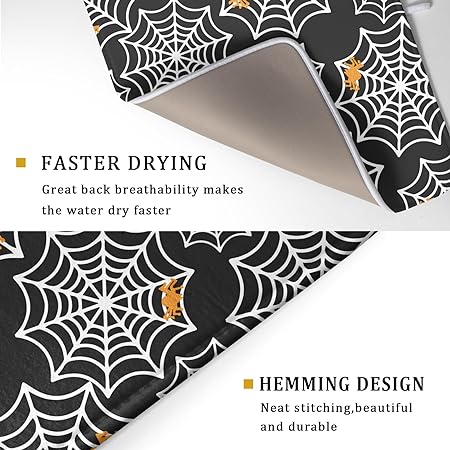 Halloween Spiderweb Spooky Spider Large Microfiber Drying Mat 18×24 Inch