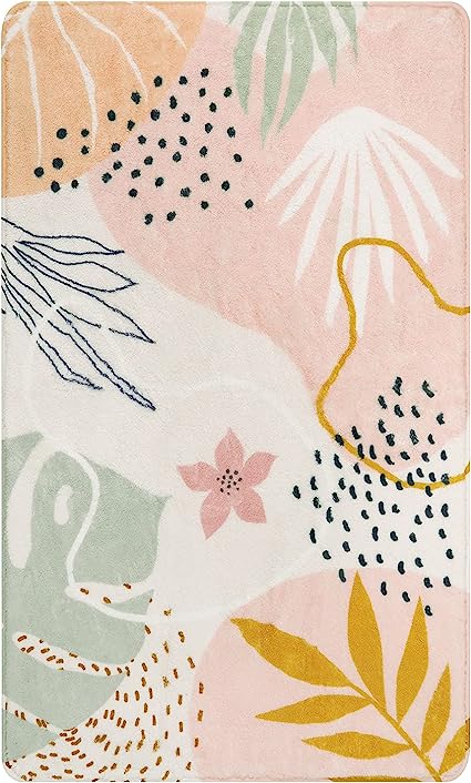 Modern Abstract Non-Slip Minimalist Art Area Rug Accent Distressed Washable Floor Carpet