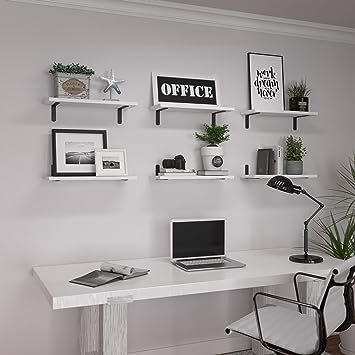 Set of 6 Wood Floating Wall Mounted