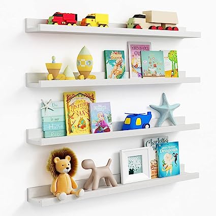 Black Floating Shelves 36 Inches Long,  Picture Ledge Shelf Set of 4, Connect 2 Shelves as 72 Inch Wide