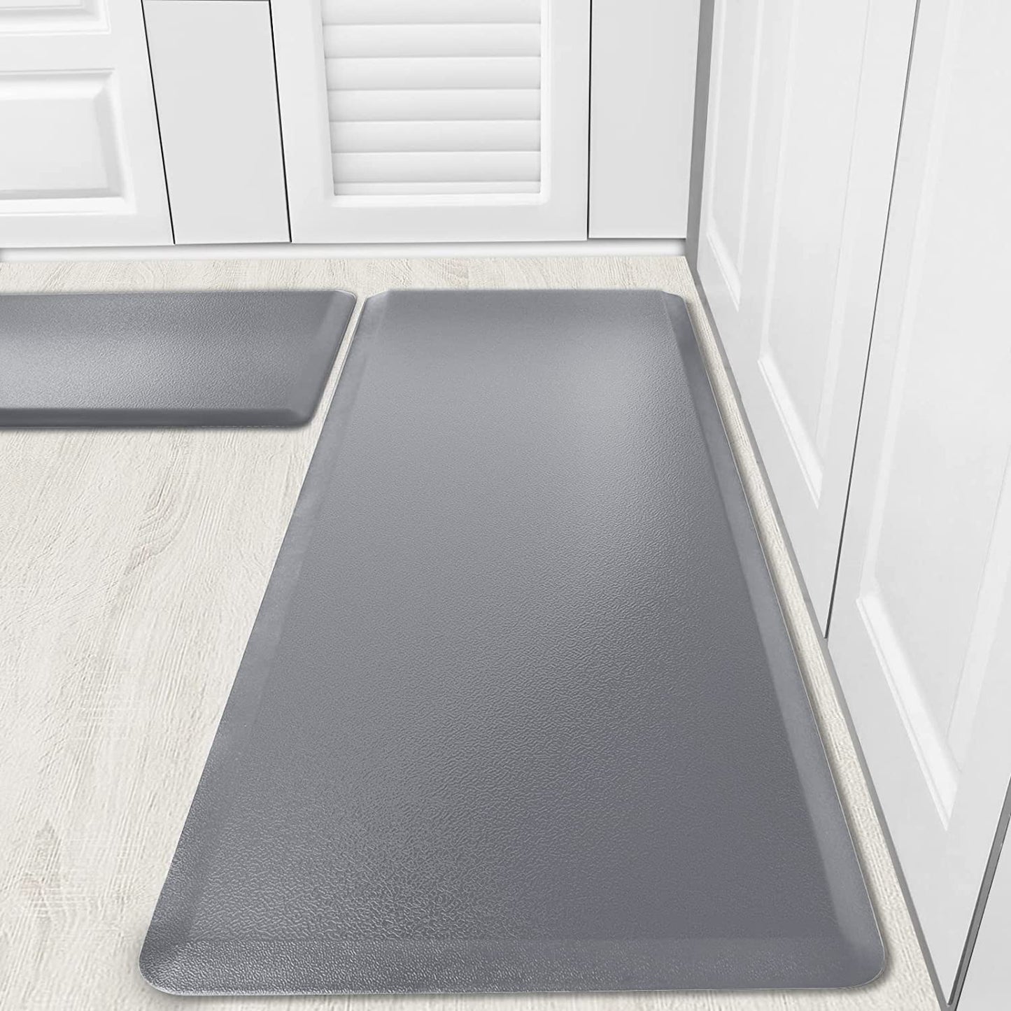 2-PCS Anti-Slip & Durable Kitchen Rugs, Easy-to-Clean - 17.3"x30"+17.3"x47"(Black)