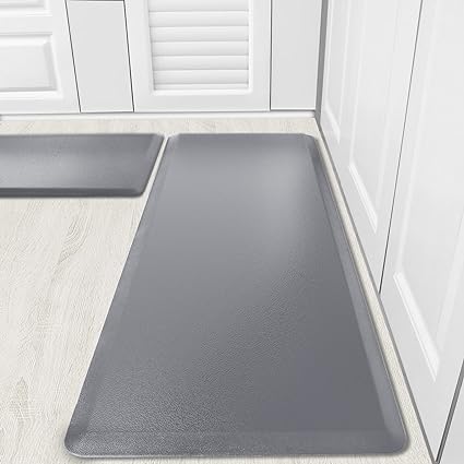 Kitchen Mats for Cushioned Anti-Fatigue Use 2 PCS, 0.47 Inches, 17.3"×28"+17.3"×28", Black