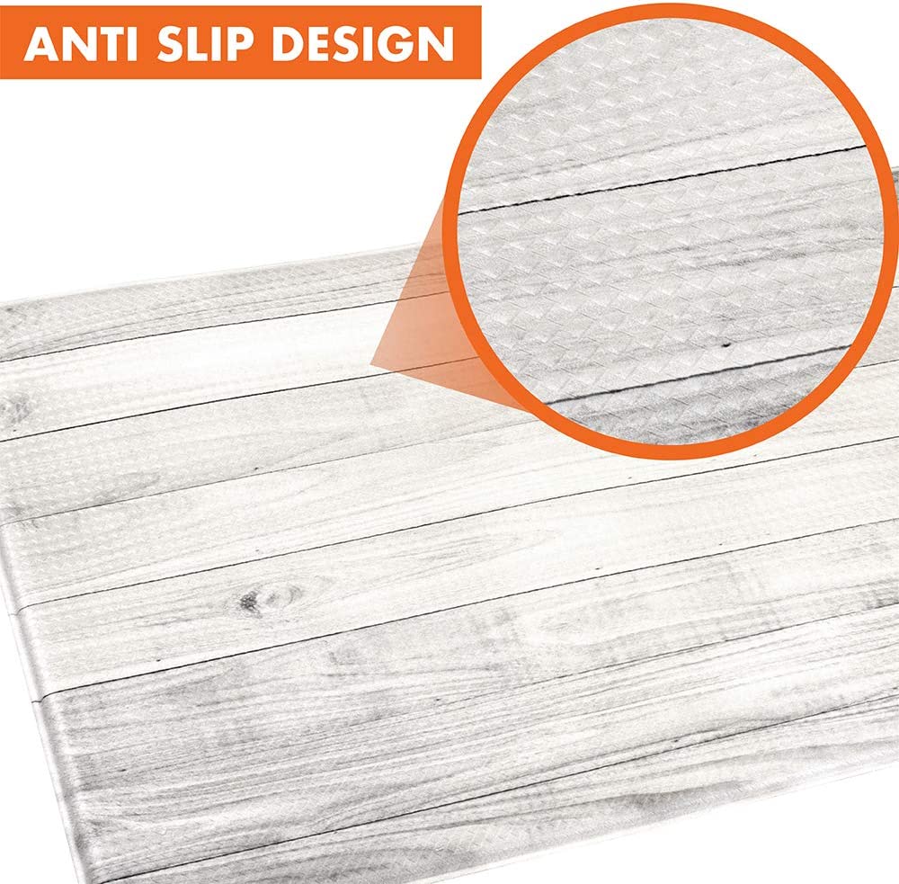 Anti Fatigue Reversible Cushioned Memory Foam Kitchen Rug Pad, 32x17 (Marble Gray)