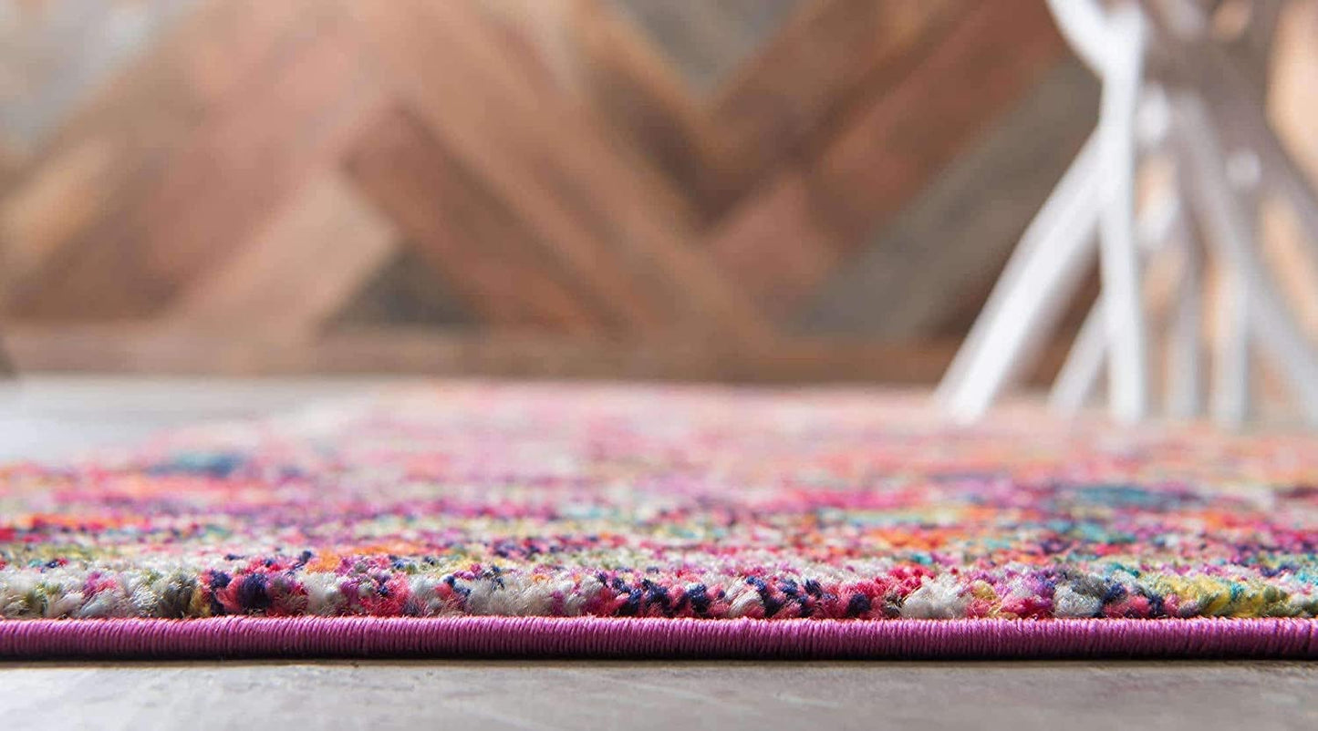 Modern Abstract Magenta Soft Rug