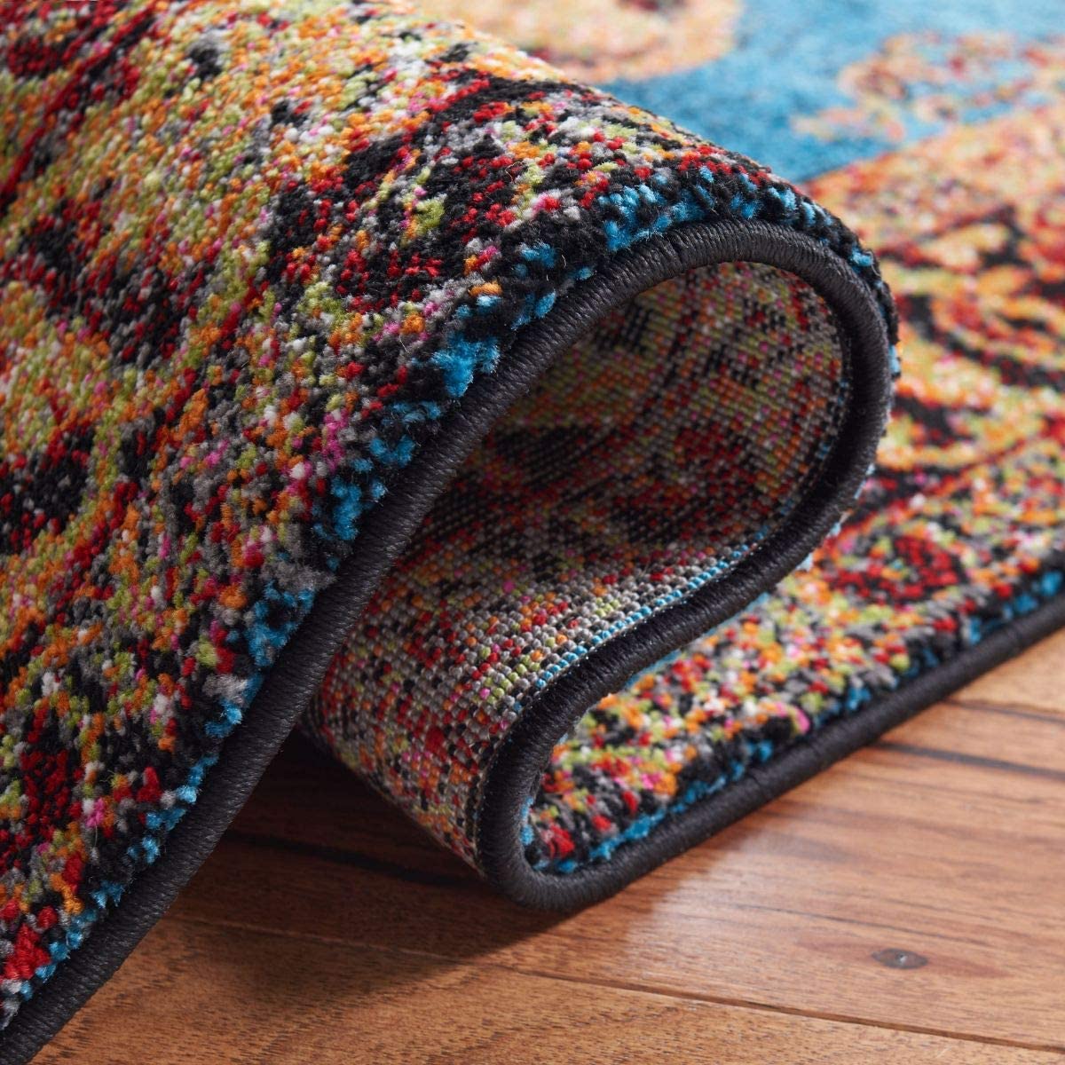 Oriental Persian Distressed Area Rug , Gold/Light Blue