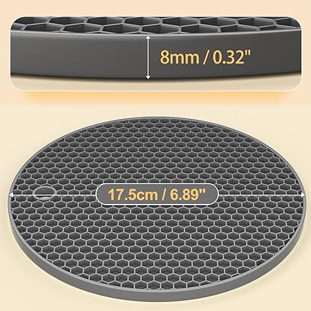 Ultra Thick 8mm Silicone Trivets for Hot Dishes Pots and Pans, Set of 3
