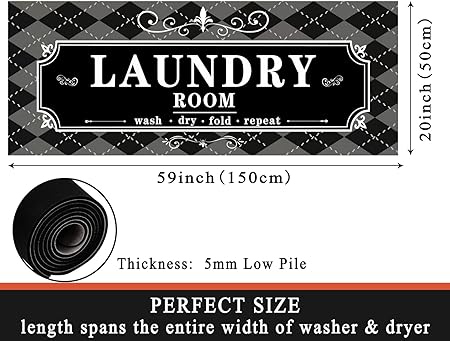 Laundry Room Rug 20"X59", Farmhouse Runner Rug Non Slip Waterproof Laundry Room Mat Floor Carpet for Kitchen, Washhouse, Mudroom