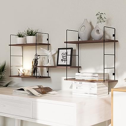 5 Pcs Wall MountedFloating Shelves with Metal Frame