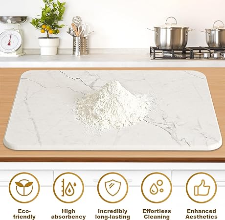 Ultra Absorbent, Quick Dry, Heat Resistant, Eco-Friendly Diatomaceous Earth Stone Drying Mat