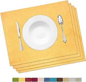 Placemat Set-Washable Elegant Table Mats for Dining Heat-Resistant Cloth Table. 13x19 - Pink