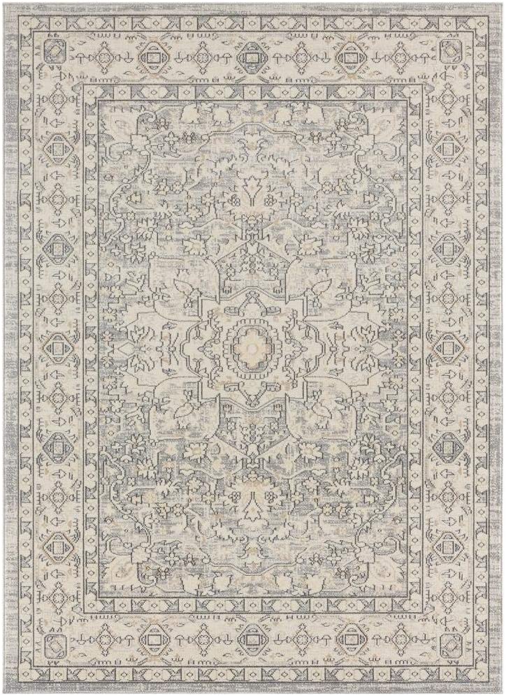 Kingsbury Collection Oriental Silver Traditional Soft Area Rug