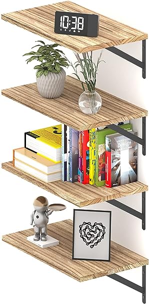 Deep Floating Shelves 10" D x 16.5" W Set of 4,  (Dark Brown)